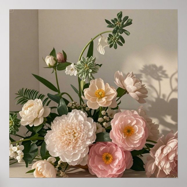 Colourful Elegant vintage-inspired flowers  Poster (Front)