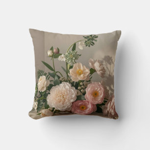 Colourful Elegant vintage-inspired flowers  Throw Pillow