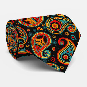 Colourful elegant vintage paisley pattern tie
