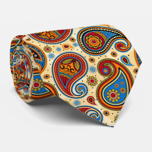 Colourful elegant vintage paisley pattern tie