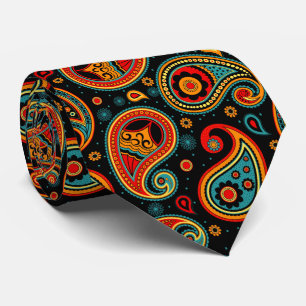 Colourful elegant vintage paisley pattern tie