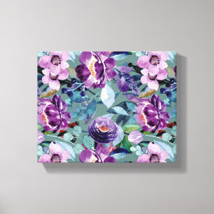 colourful elegant watercolor floral canvas art 