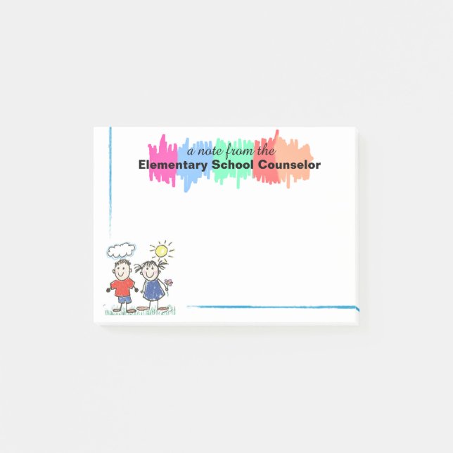 Colourful Elementary School Counsellor Sticky Post-it Notes (Front)