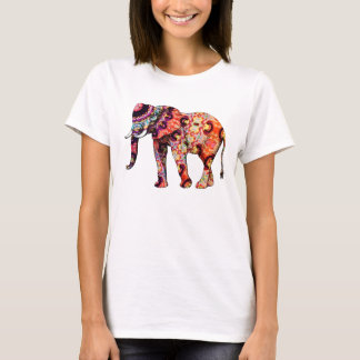 Colourful Elephant Art Illustration T-Shirt