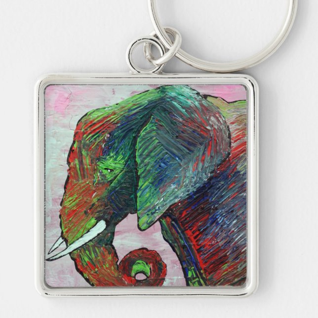 Colourful Elephant Art Keychain (Front)