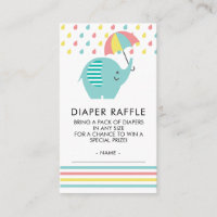 Colourful Elephant Baby Shower Diaper Raffle Ticke