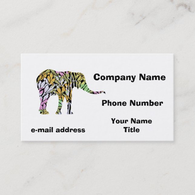 Colourful Elephant Business Card (Front)