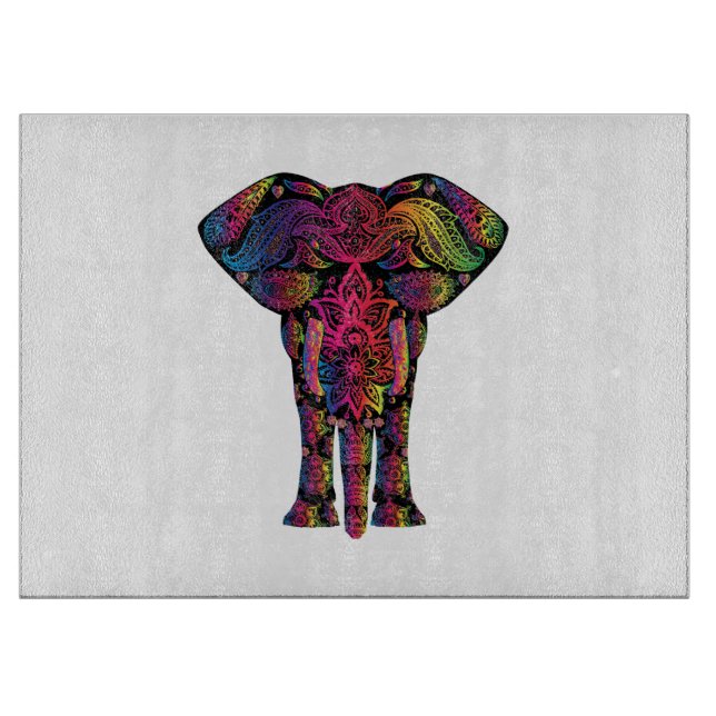 Colourful elephant cartoon cutting board (Front)
