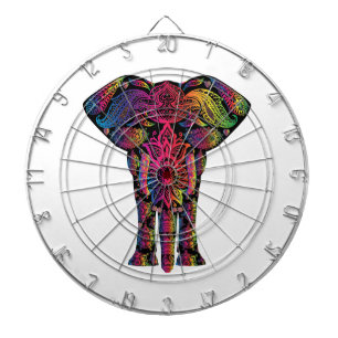 Colourful elephant cartoon dartboard