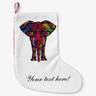 Colourful elephant cartoon small christmas stocking