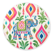 Colourful Elephant Ceramic Cabinet Knob