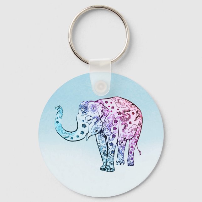 Colourful Elephant Keychain (Front)