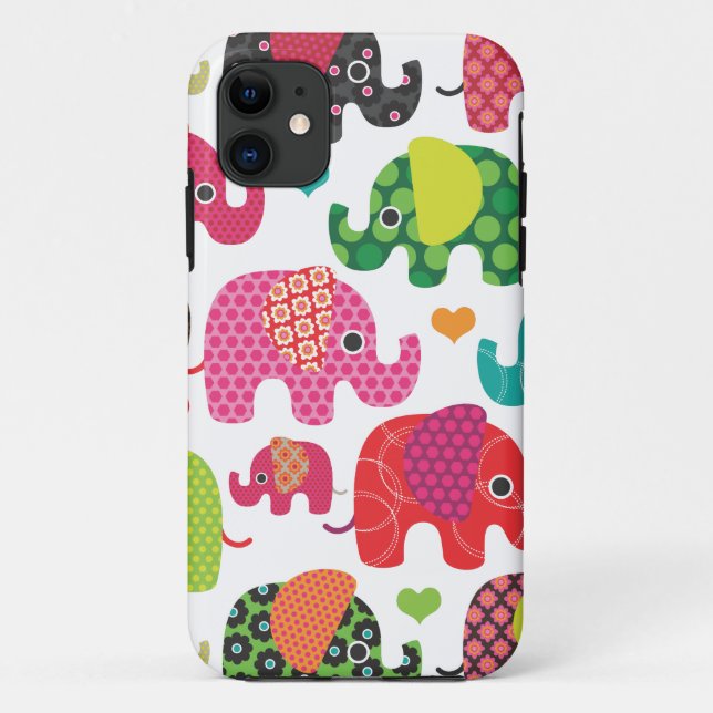 Colourful elephant kids pattern iphone case iPhone (Back)