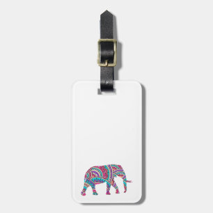 Colourful elephant luggage tag