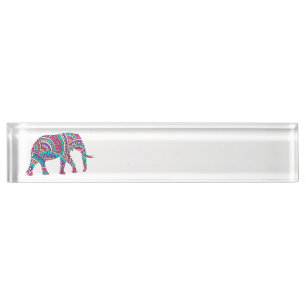 Colourful elephant nameplate