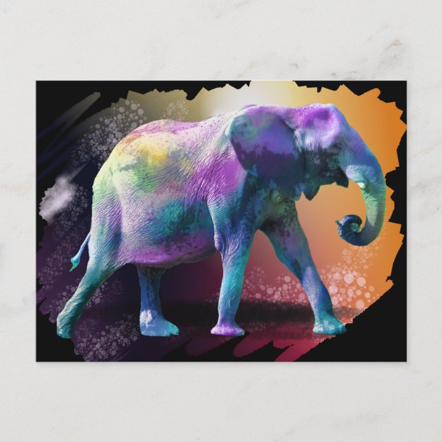 Colourful Elephant Postcard (Front)