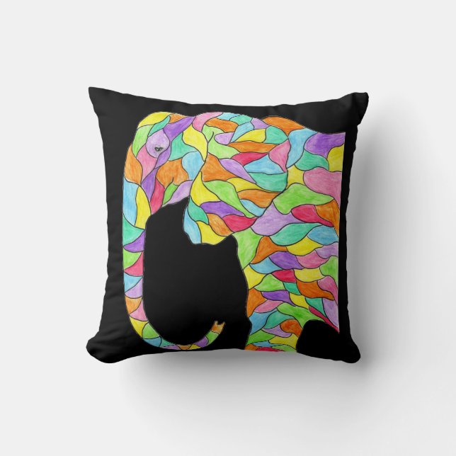 Colourful  Elephant Throw Pillow (Front)