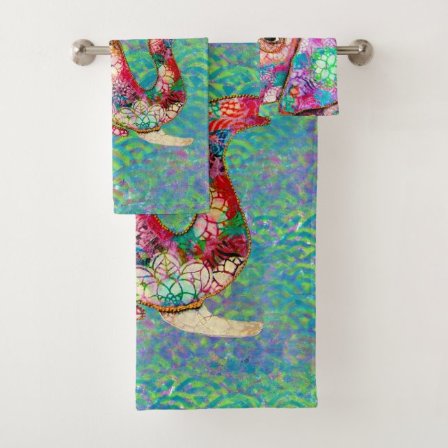 Colourful Elephant Towel Set, Elephant gifts (Insitu)