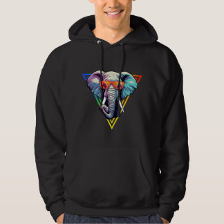 Colourful Elephant with Sunglasses fun Hoodie 