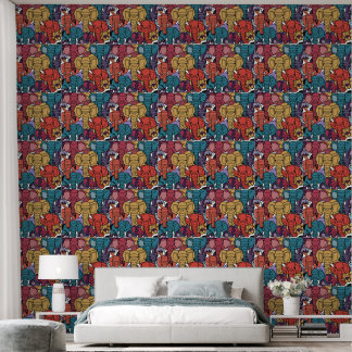 Colourful Elephants Abstract Wallpaper