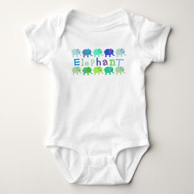 Colourful Elephants Baby Romper (Front)