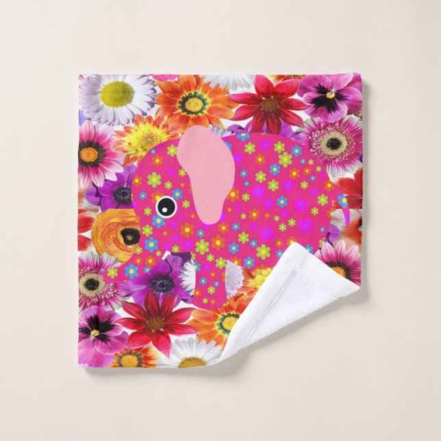 Colourful Elephants Bathroom Towel Sets (Wash Cloth)