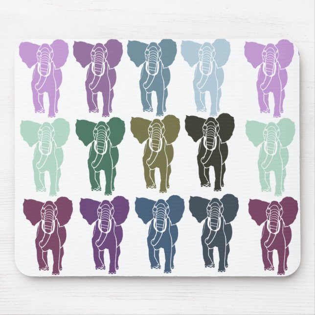 Colourful Elephants Mouse Pad (Front)