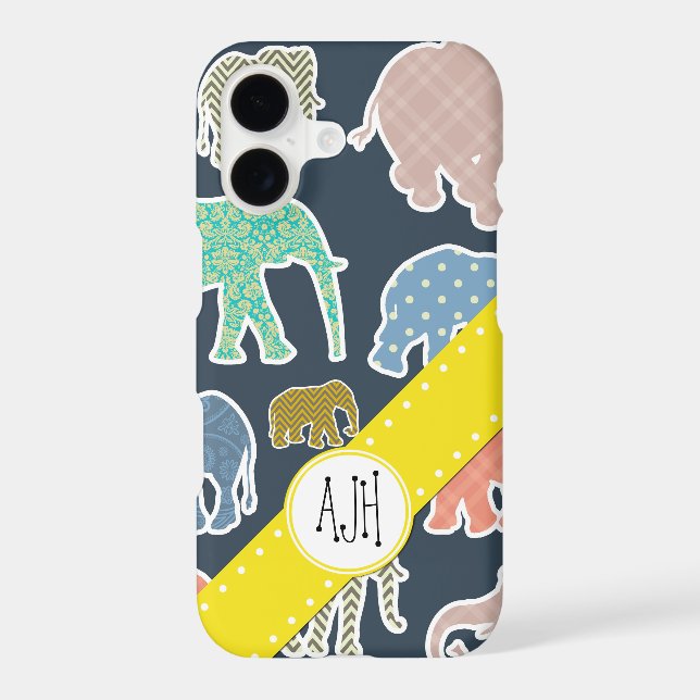 Colourful Elephants, Pattern Of Elephants, Monogra (Back)