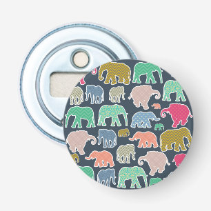 Colourful Elephants, Pattern Of Elephants, Zigzag Bottle Opener