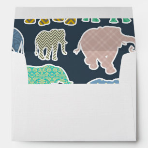 Colourful Elephants, Pattern Of Elephants, Zigzag Envelope