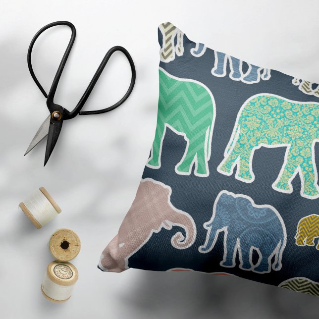 Colourful Elephants, Pattern Of Elephants, Zigzag Pillowcase (Creator Uploaded)