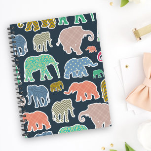 Colourful Elephants, Pattern Of Elephants, Zigzag Planner