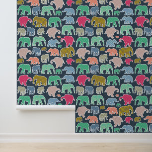 Colourful Elephants, Pattern Of Elephants, Zigzag Wallpaper