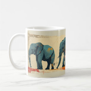 Colourful elephants vintage  coffee mug