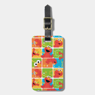 Colourful Elmo Grid Pattern Luggage Tag