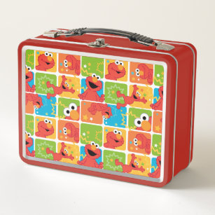 Colourful Elmo Grid Pattern Metal Lunch Box