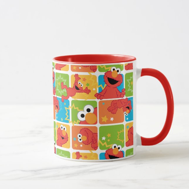Colourful Elmo Grid Pattern Mug (Right)