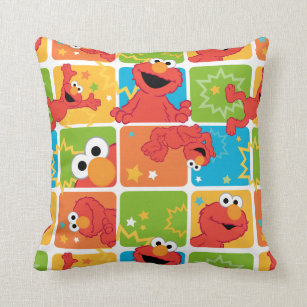 Colourful Elmo Grid Pattern Throw Pillow