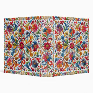 Colourful Embroidery Looking Floral Design Binder