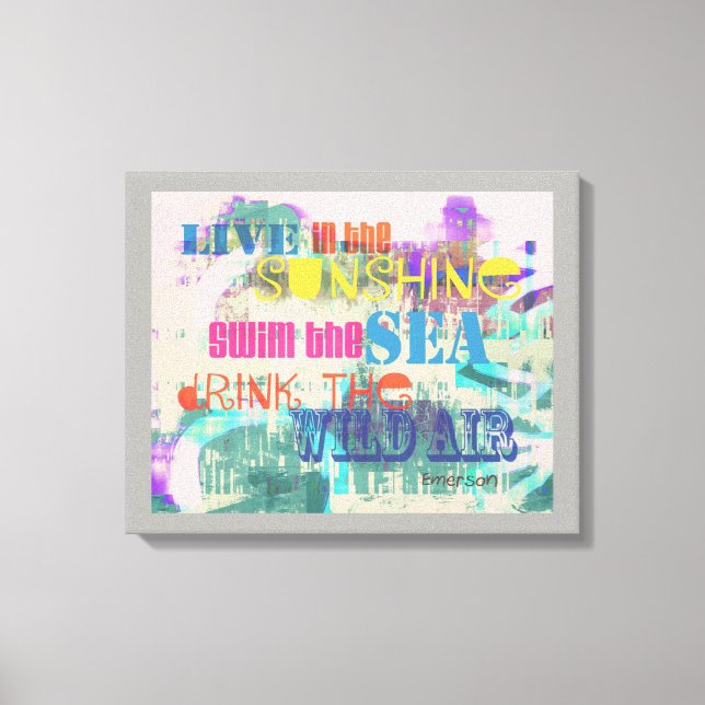 colourful Emerson quote stretched canvas wall art (Front)