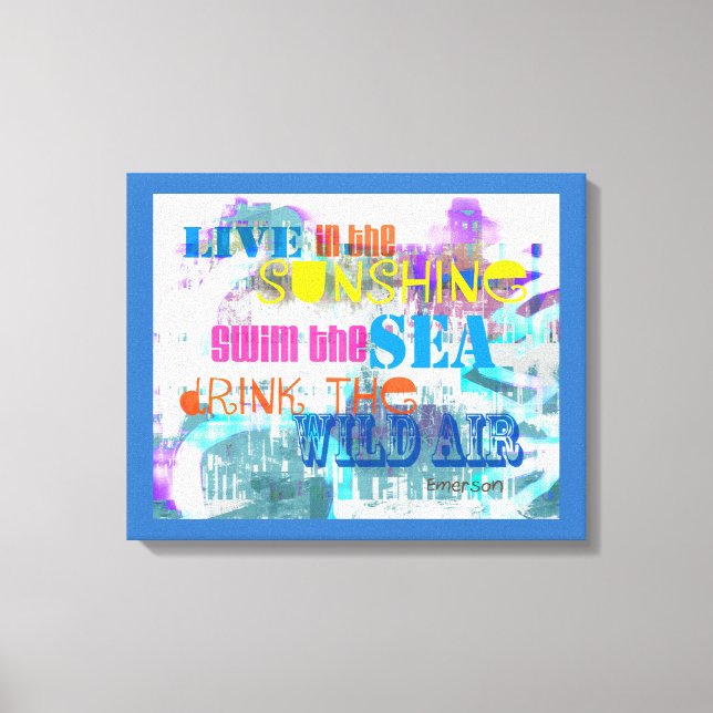 colourful Emerson quote stretched canvas wall art (Front)