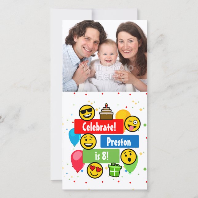 Colourful Emoji Birthday Party Kids or Boys Custom (Front)