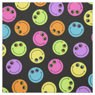 Colourful Emoji Faces Fabric