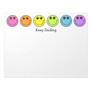 Colourful Emoji Faces Keep Smiling Notepad