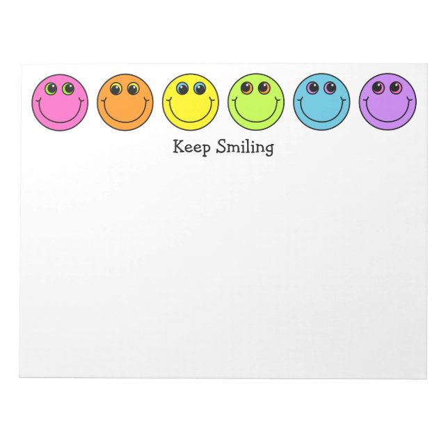 Colourful Emoji Faces Keep Smiling Notepad (Front)