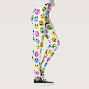 Colourful Emojis Emoticon Faces Patterned Print Leggings