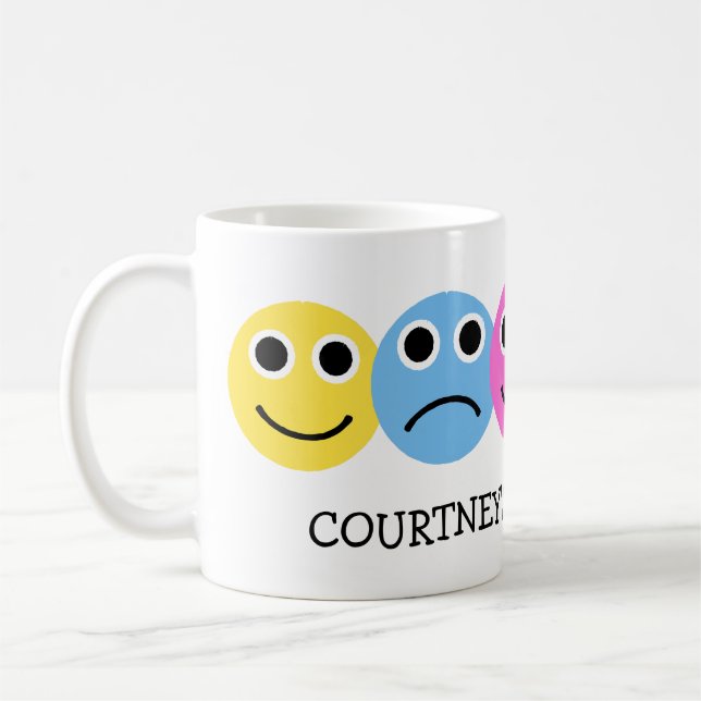 Colourful Emojis Faces Personalized Coffee Mug (Left)