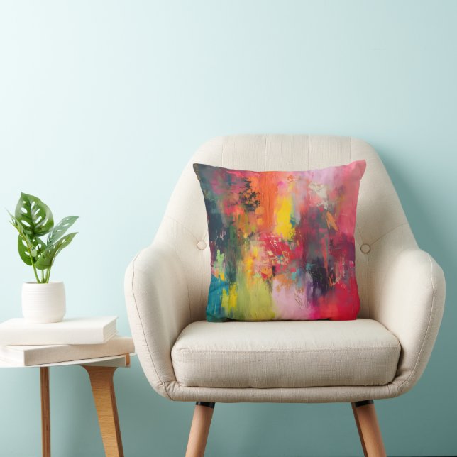 Colourful Emotions Abstract Art Throw Pillow (Chair)
