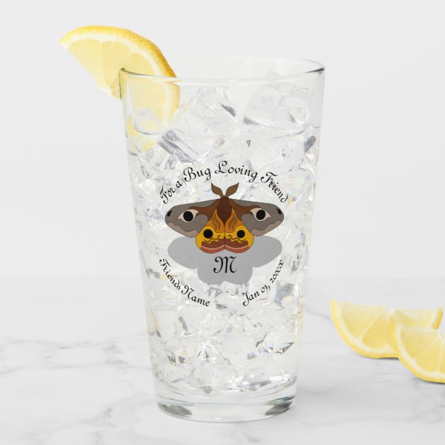 Colourful Emperor Moth Monogram Glass (Front Ice)
