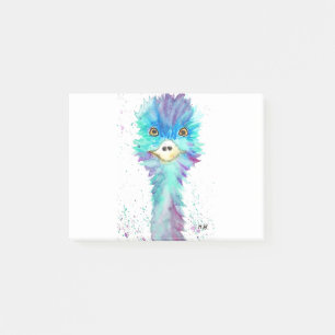 Colourful emu bird Blue watercolor animals Post-it Notes